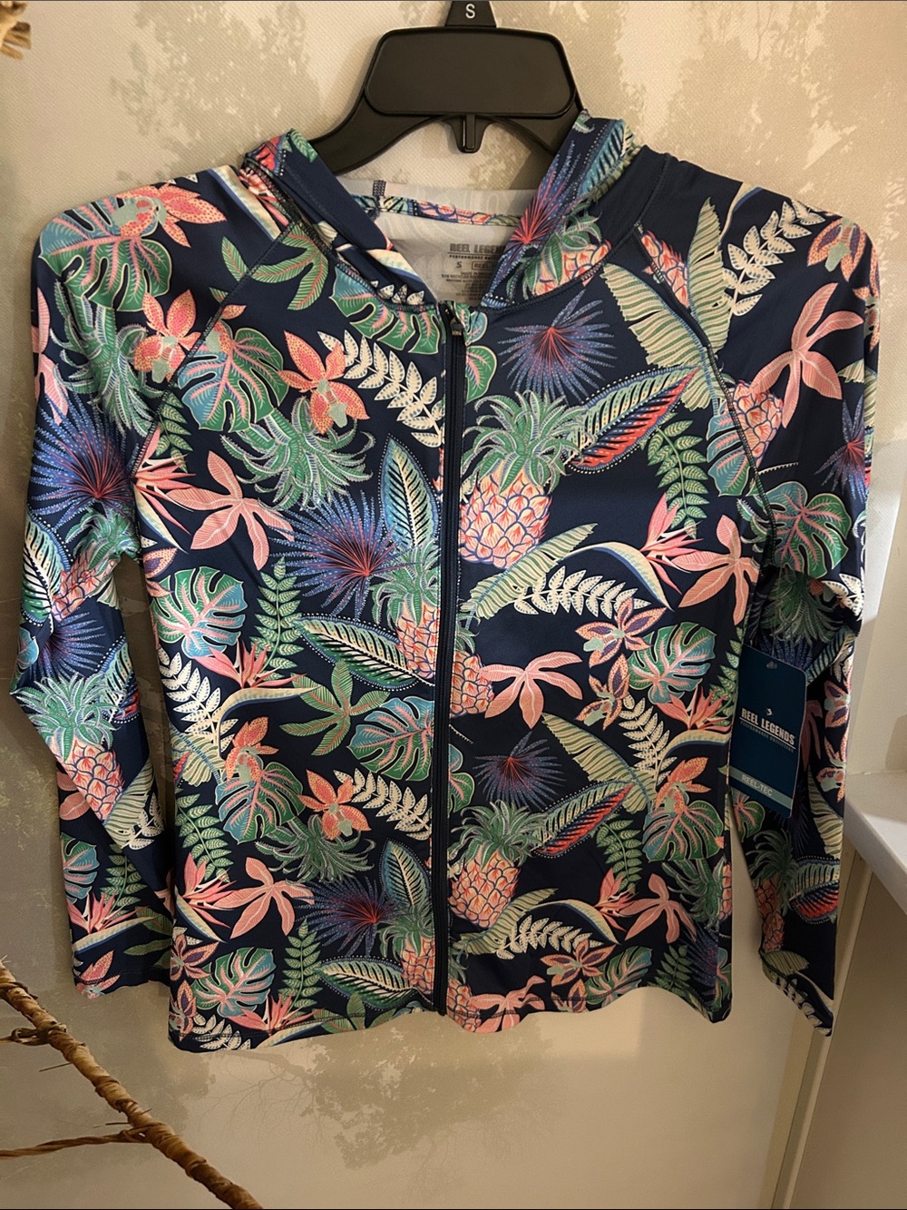 Reel Legends Navy Tropical Pineapple Zip Hoodie